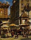Jacques Carabain Canvas Paintings - Piazza Delle Erbe Verona